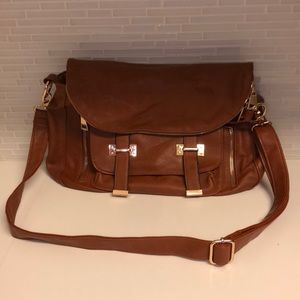Call It Spring brown faux leather messenger bag